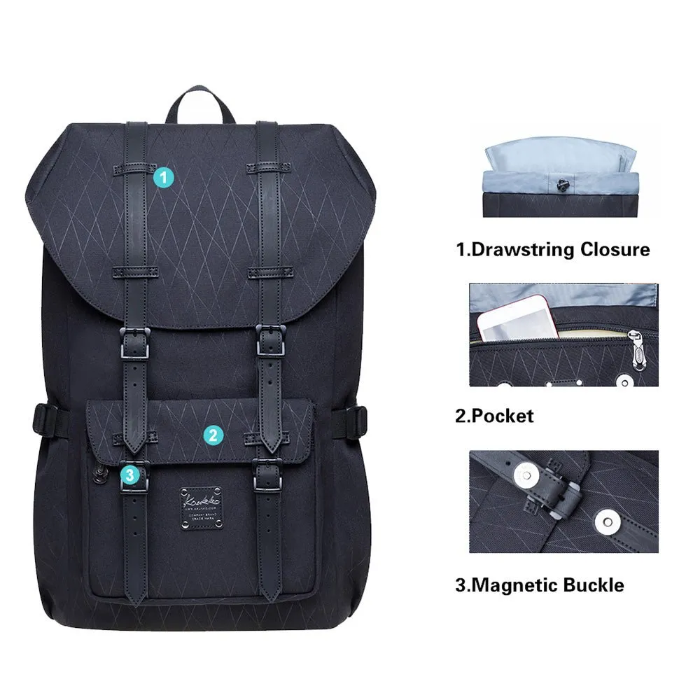 KAUKKO backpack women men daypack with laptop compartment for 14 inch notebook for leisure job university travel hiking, 21L (black EP5-18)