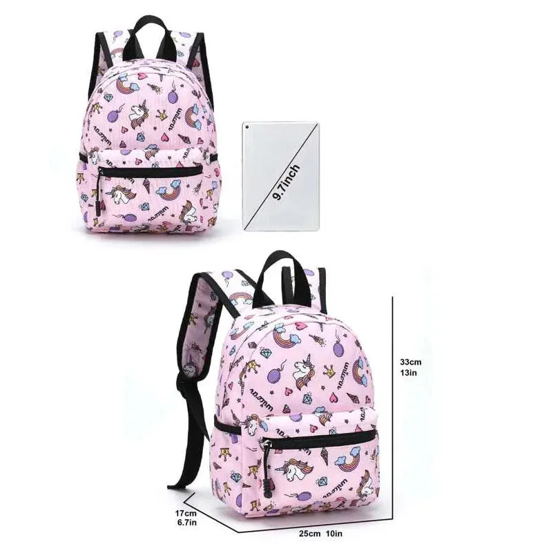 Kids Cartoon Print 3 Pieces School Backpack Set