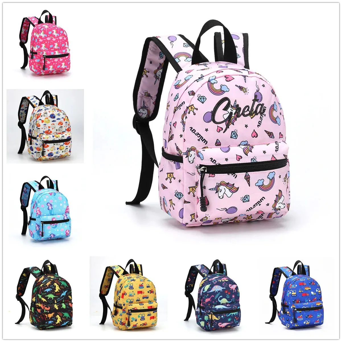 Kids Cartoon Print 3 Pieces School Backpack Set