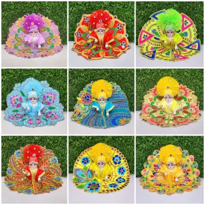 Laddu Gopal Embroidery Dress Combo Pack of 9 [Pagdi not included] (Random Designs)