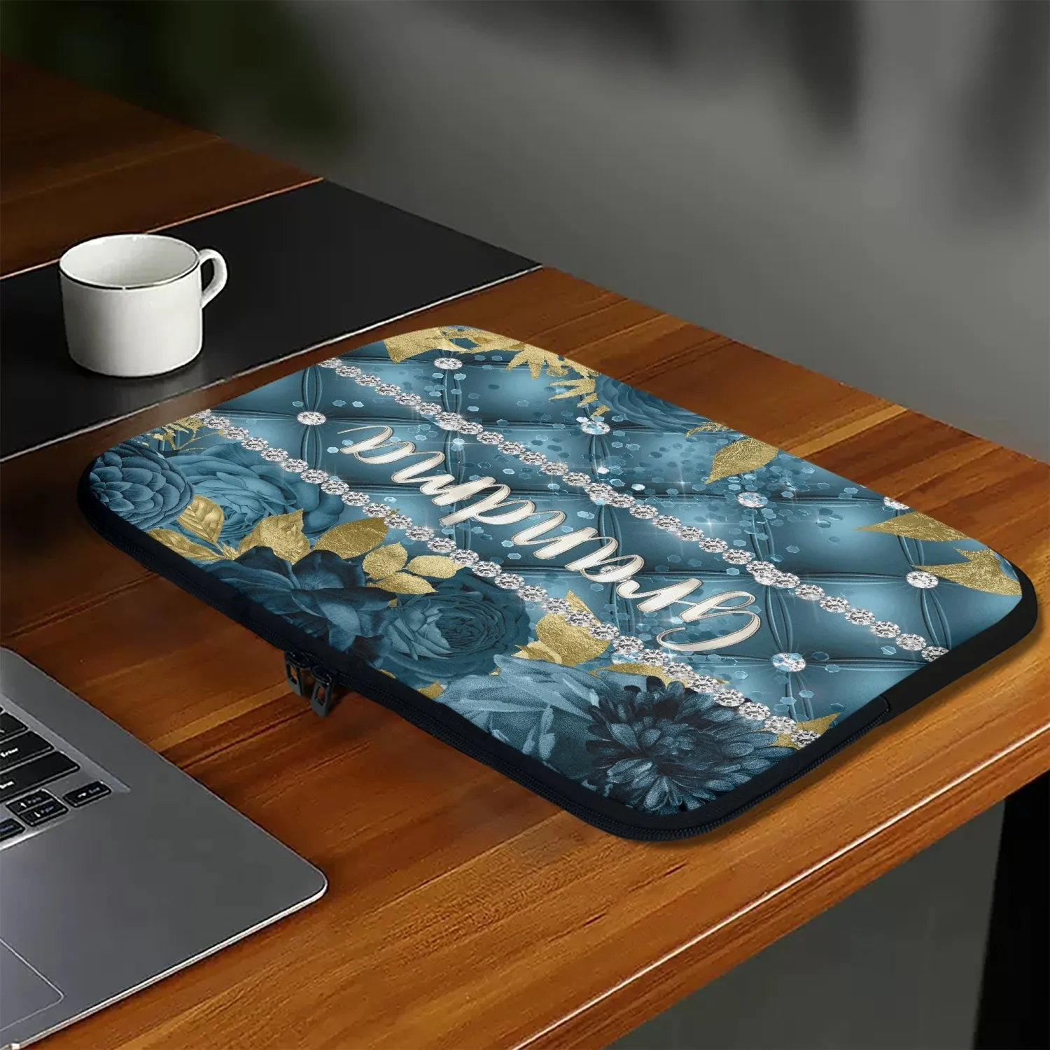 Laptop Sleeve - without handles - Teal Floral - Grandma