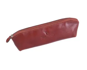 Large Leather Pencil Case - Dark Tan