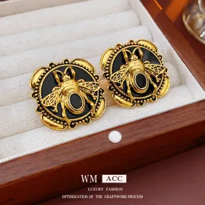 Luxurious Bee Chinese Zodiac Animal Metal Electroplating Earrings