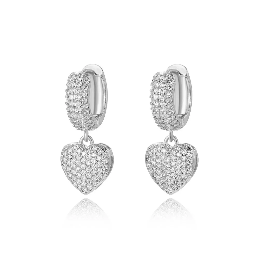 Luxurious Heart Heart Zircon Drop Earrings