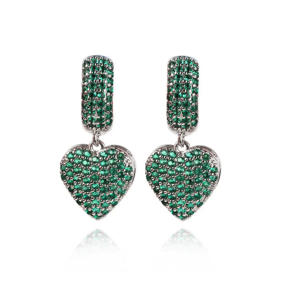 Luxurious Heart Heart Zircon Drop Earrings