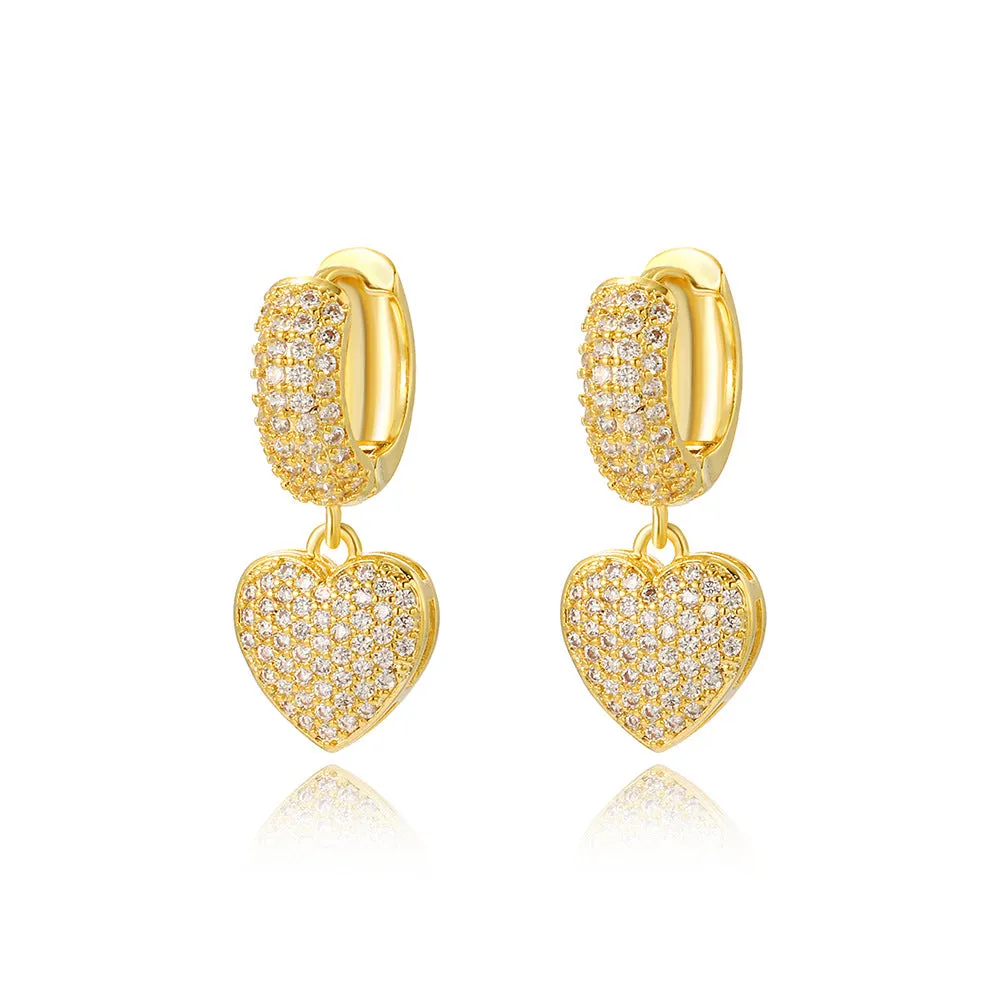 Luxurious Heart Heart Zircon Drop Earrings