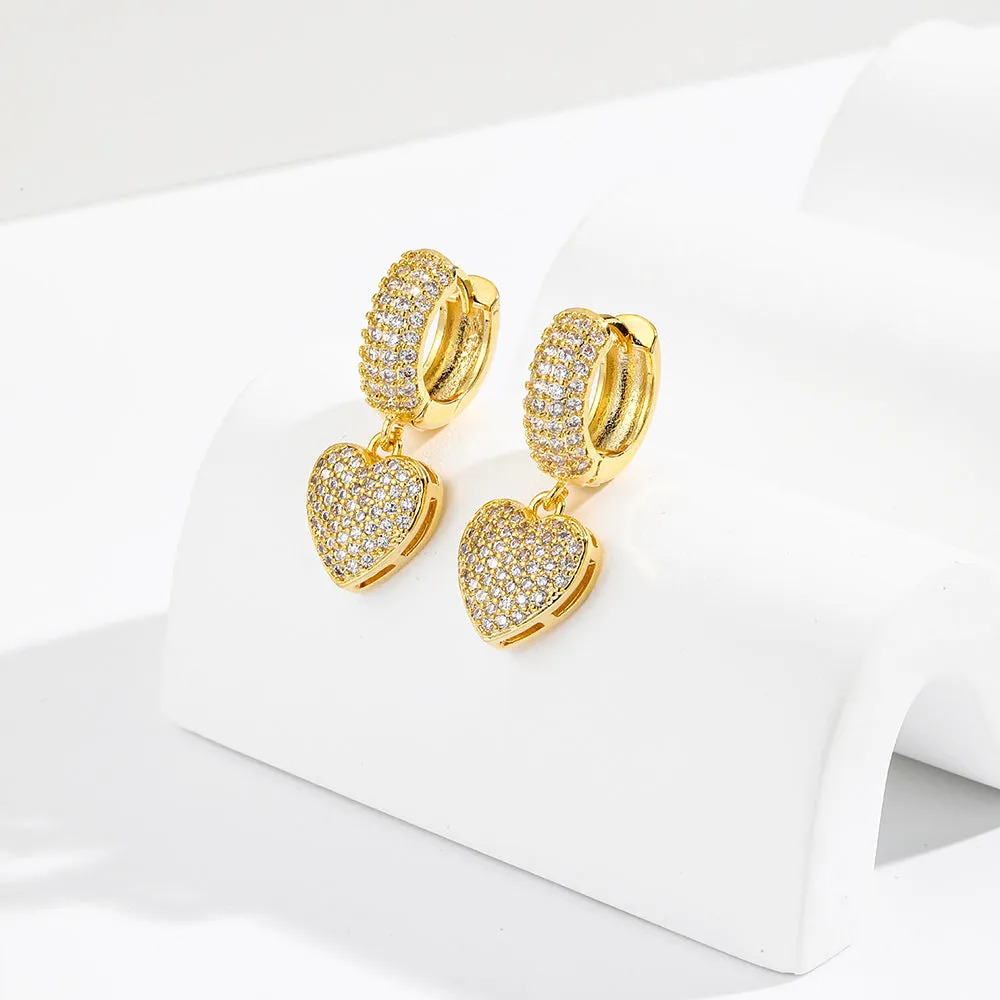 Luxurious Heart Heart Zircon Drop Earrings