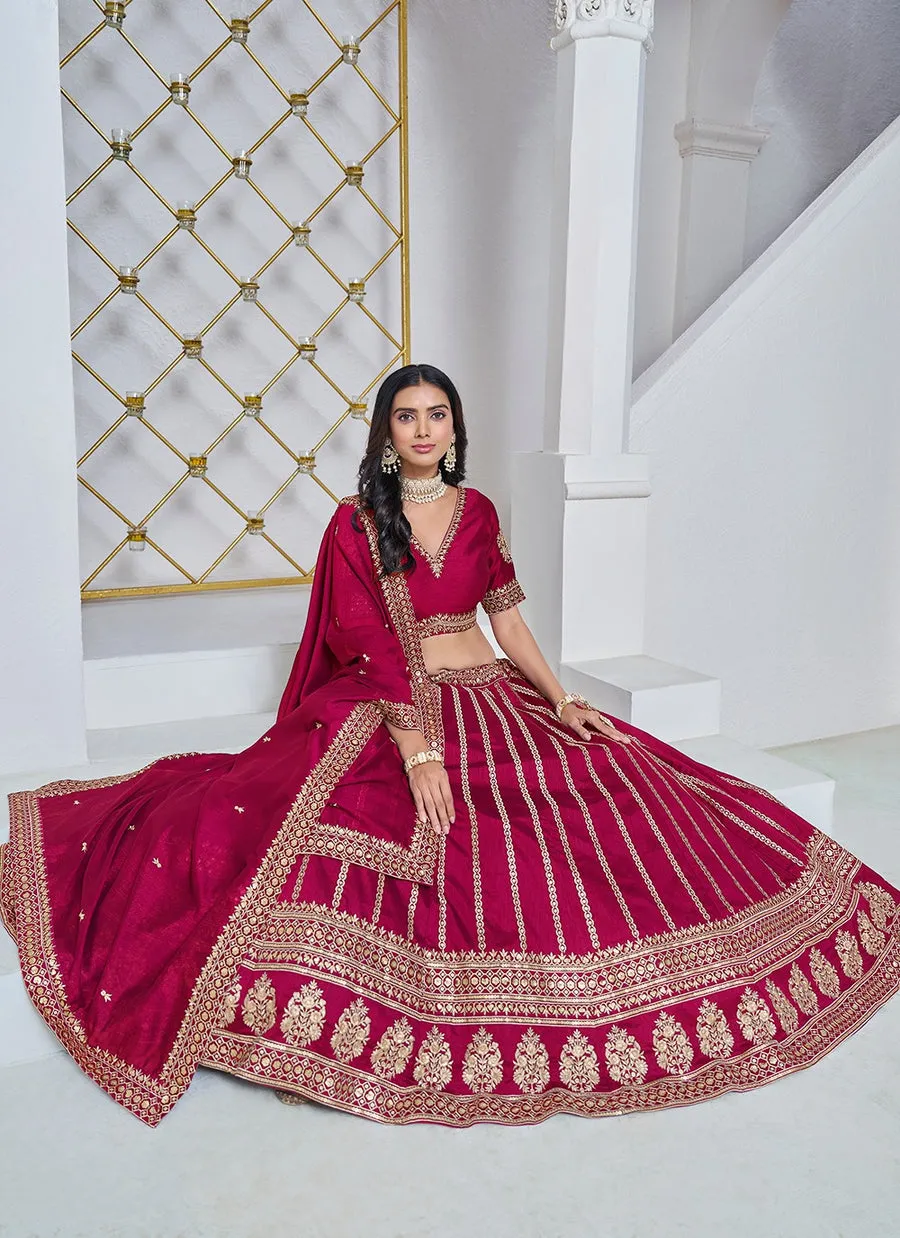 Luxurious Pink Art Silk Sequined Embroidered Lehenga Choli