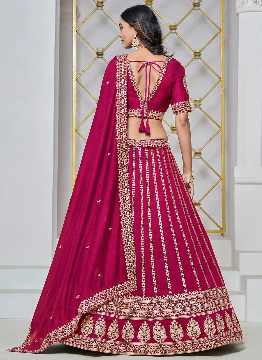 Luxurious Pink Art Silk Sequined Embroidered Lehenga Choli