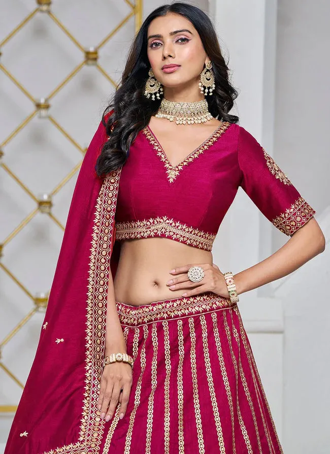 Luxurious Pink Art Silk Sequined Embroidered Lehenga Choli