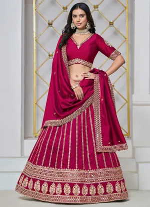 Luxurious Pink Art Silk Sequined Embroidered Lehenga Choli