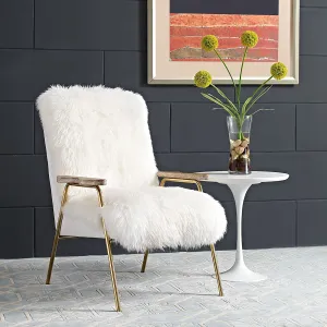 Luxurious Sheepskin Wool Accent Lounge Arm Chair