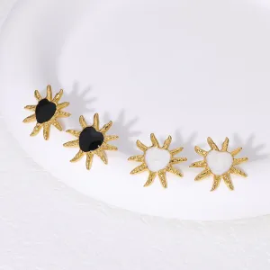 Luxurious Sun Stainless Steel Electroplating Stud Earrings