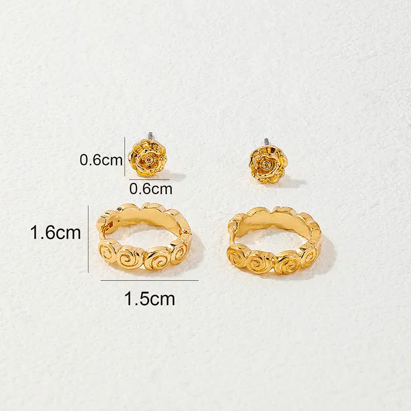 Luxurious Vintage Metal Textured Earrings Set for Women