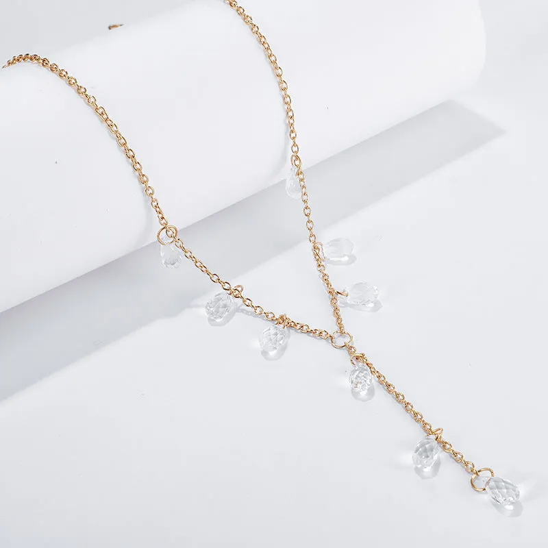 Luxurious Water Drop Crystal Stone Pendant Necklace