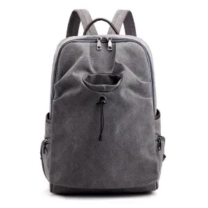 Men Canvas Fold Large Capacity Casual Travel 14 Inch Laptop Bag School Backpack