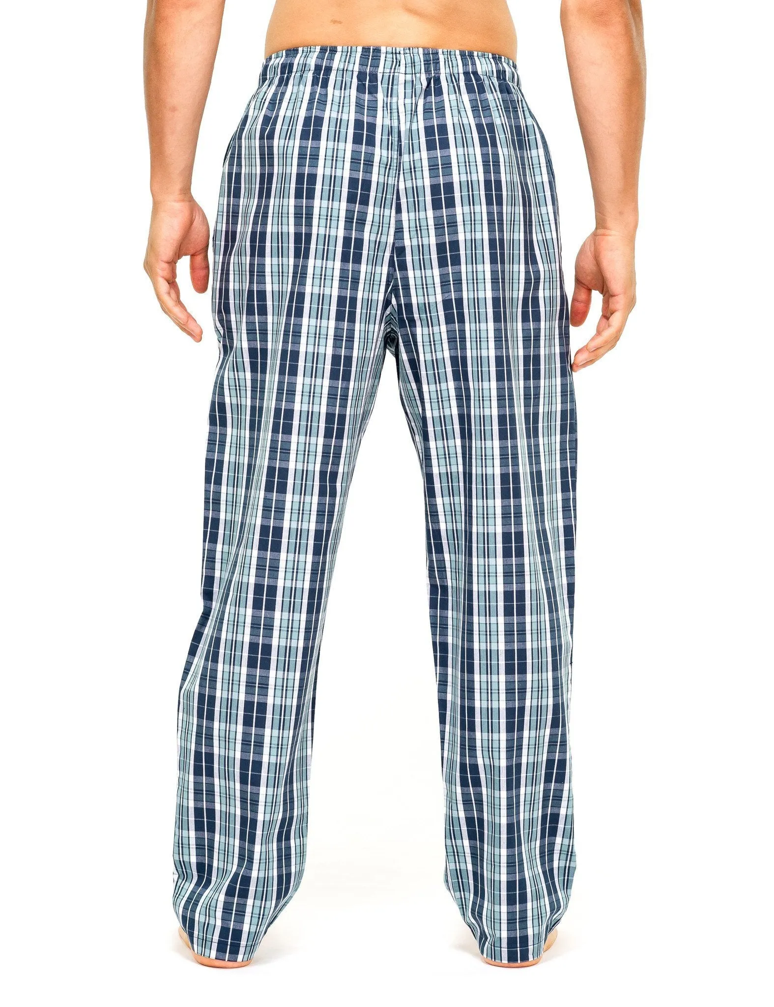 Men's Premium Cotton Lounge/Sleep Pants - 2 Pack - 2-Pack (Navy/Blue - Burgundy/Navy Plaid)