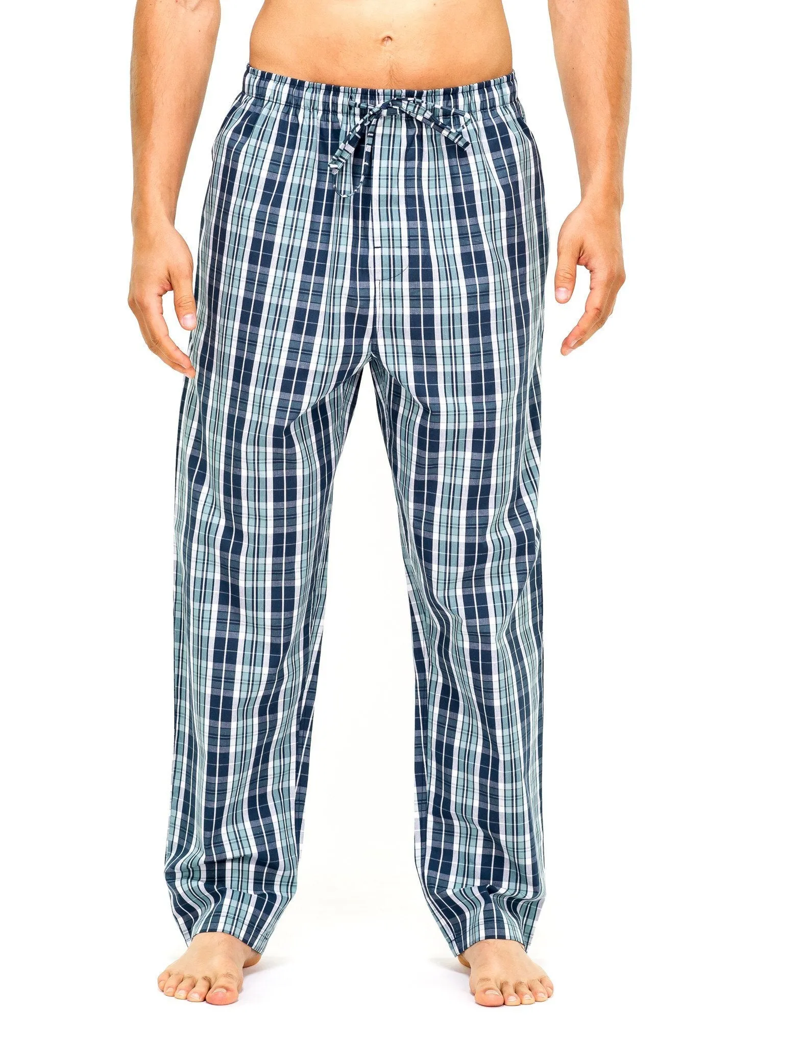 Men's Premium Cotton Lounge/Sleep Pants - 2 Pack - 2-Pack (Navy/Blue - Burgundy/Navy Plaid)