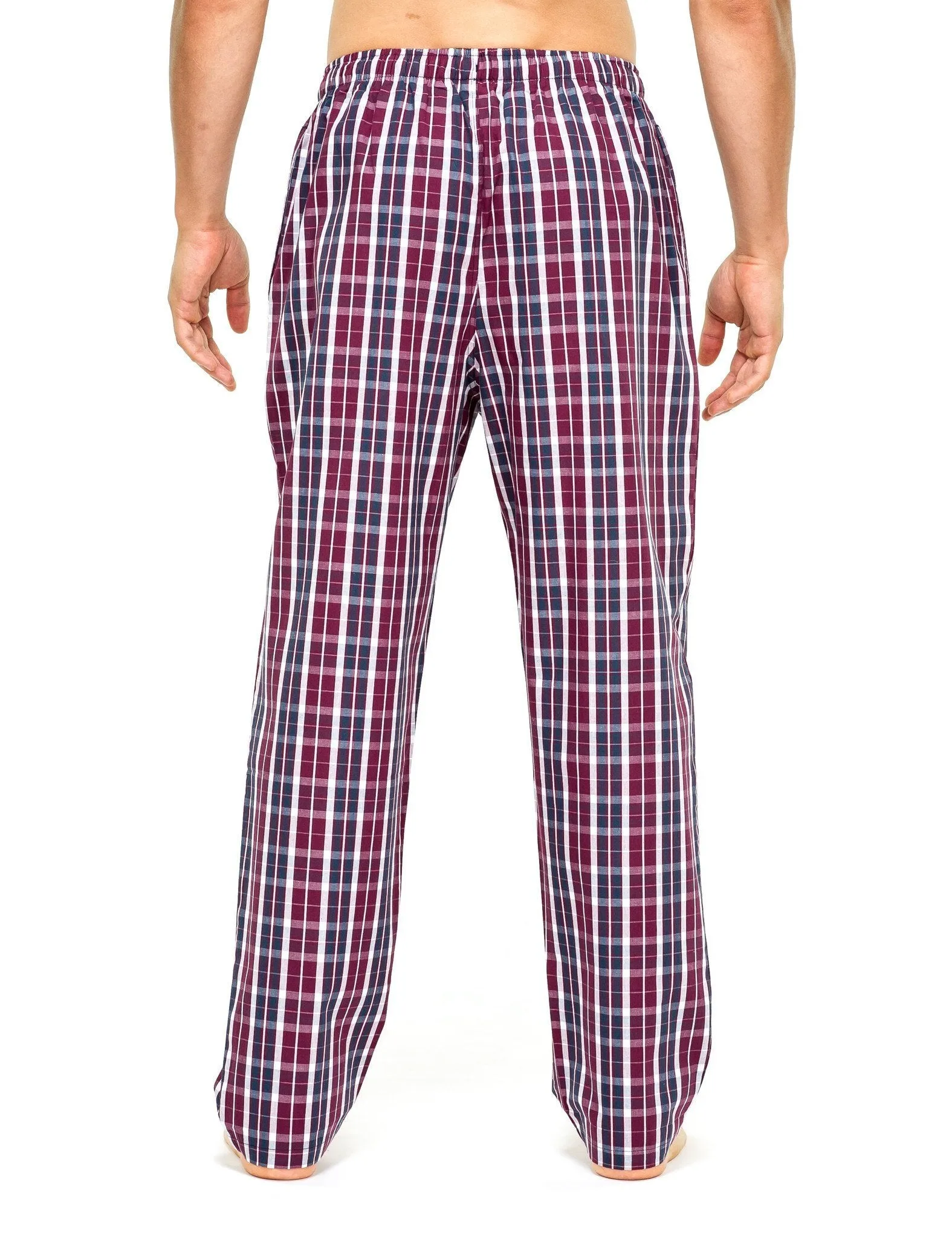 Men's Premium Cotton Lounge/Sleep Pants - 2 Pack - 2-Pack (Navy/Blue - Burgundy/Navy Plaid)