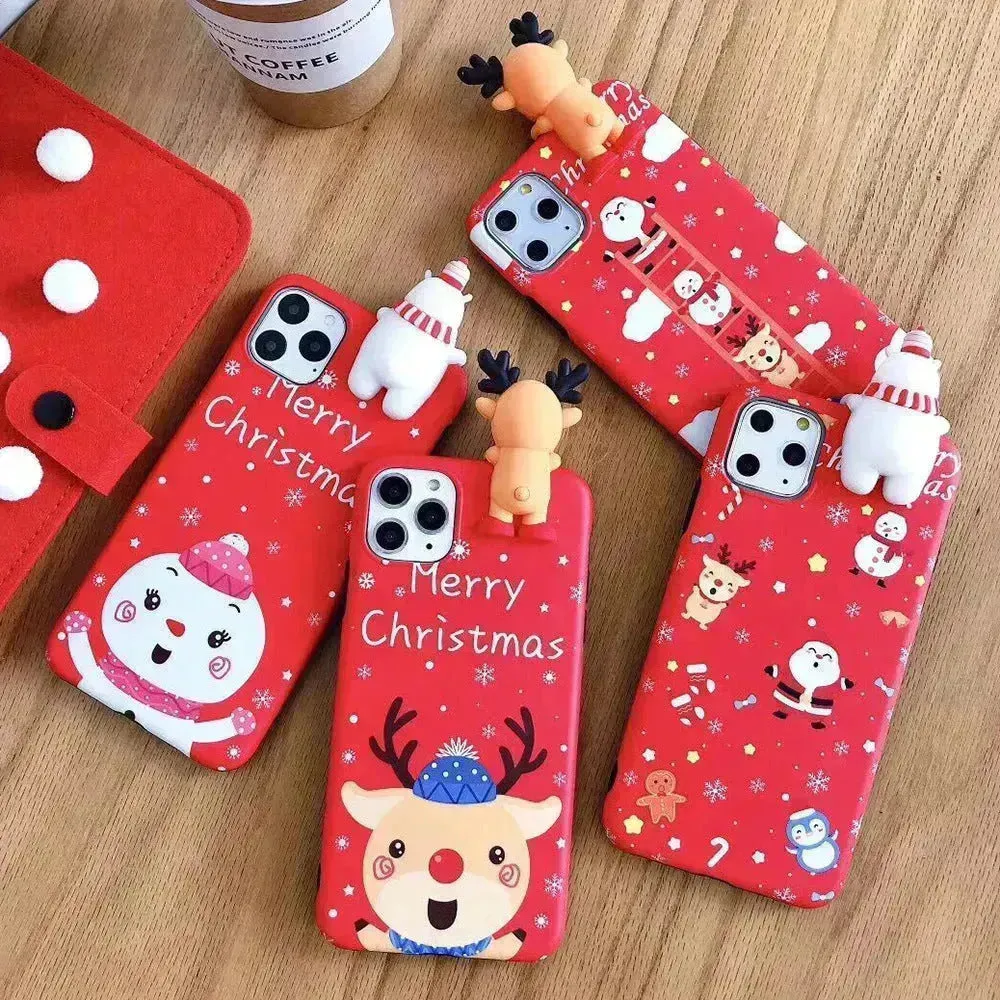 Merry Snowflakes Santa Deer Christmas-themed phone case