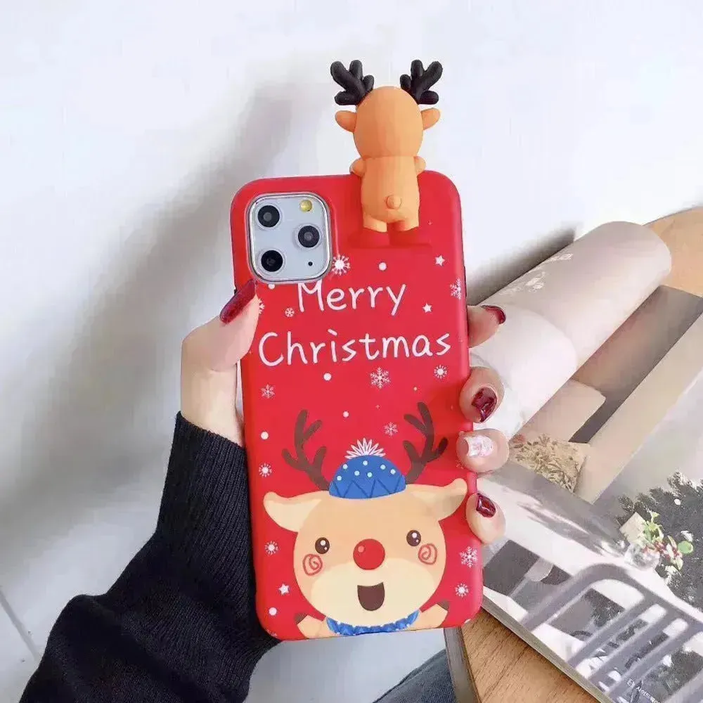 Merry Snowflakes Santa Deer Christmas-themed phone case