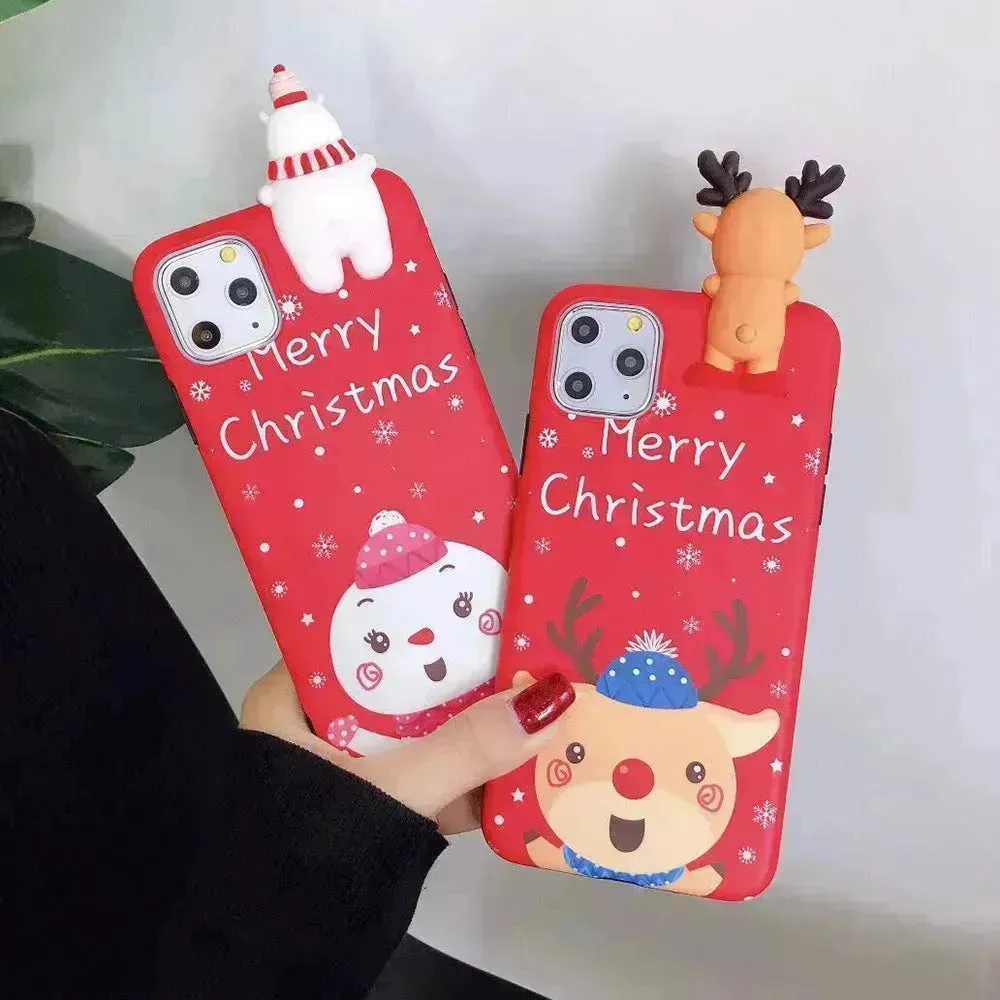 Merry Snowflakes Santa Deer Christmas-themed phone case