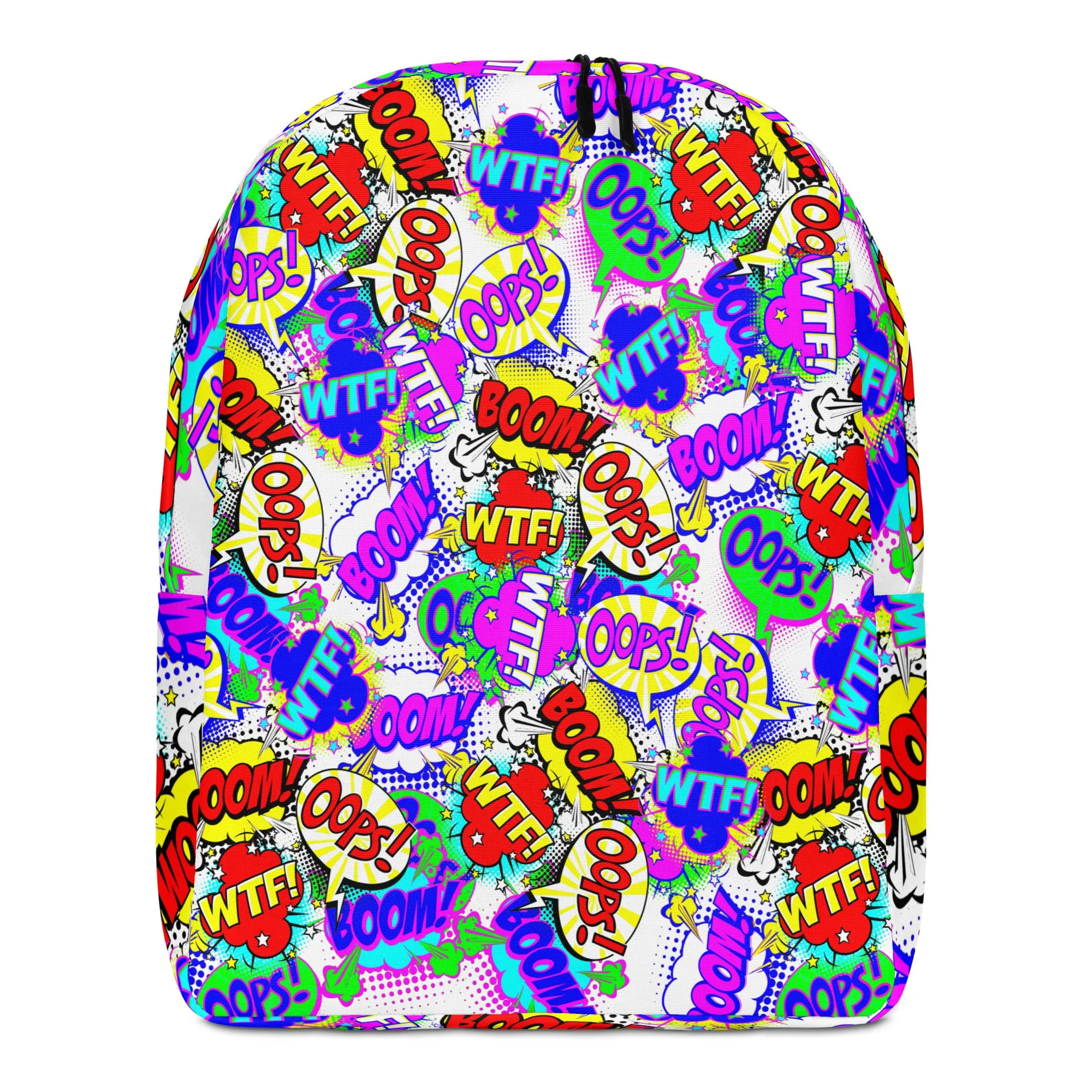 Minimalist Backpack Oops Comic book Retro Style