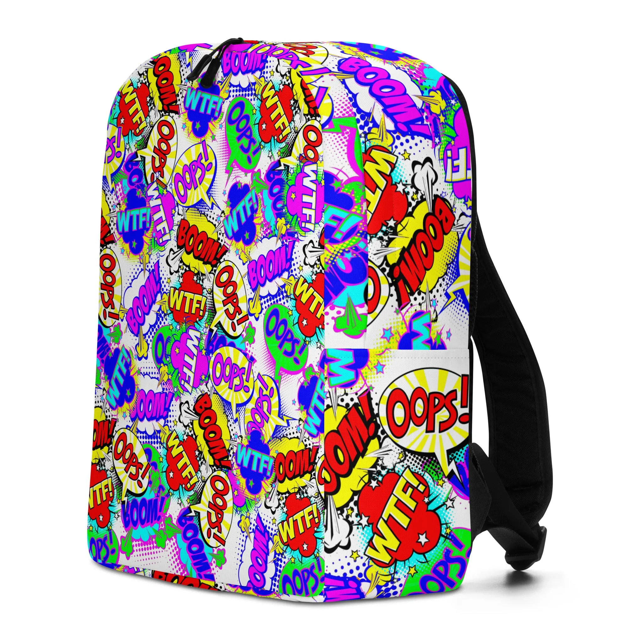 Minimalist Backpack Oops Comic book Retro Style