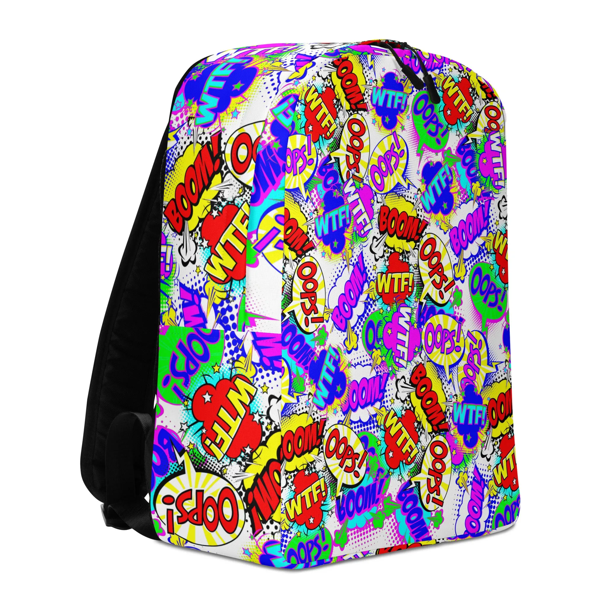 Minimalist Backpack Oops Comic book Retro Style