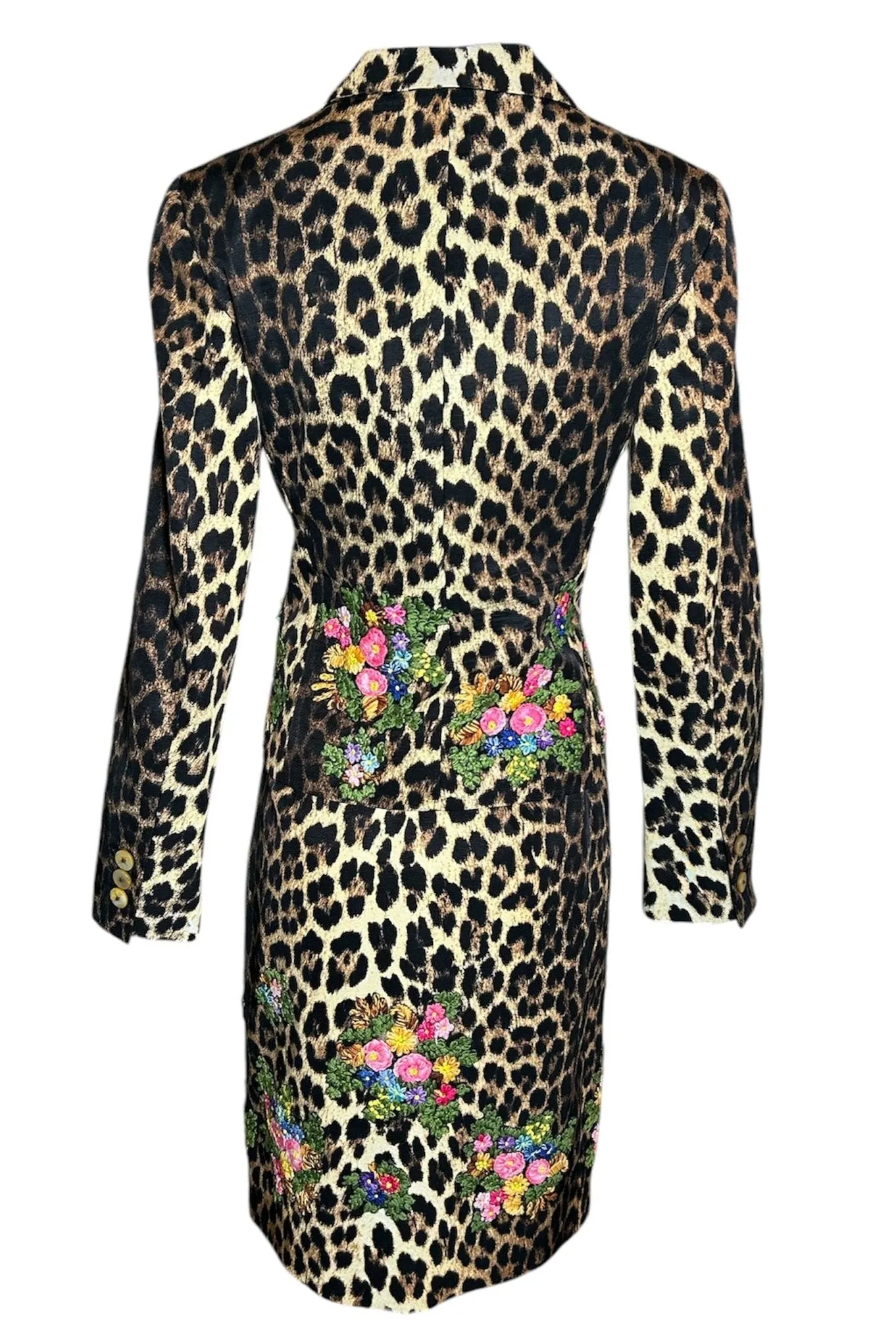 Moschino Cheap & Chic 90s/Y2K Leopard Print Suit with Embroidered Florals