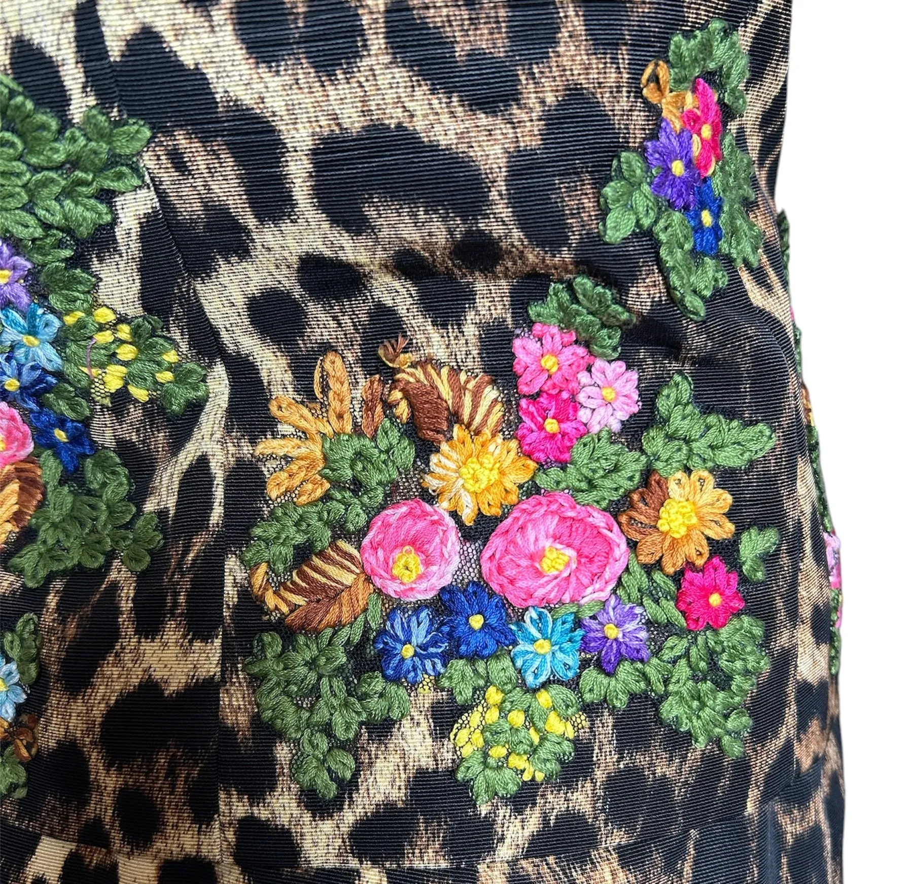 Moschino Cheap & Chic 90s/Y2K Leopard Print Suit with Embroidered Florals