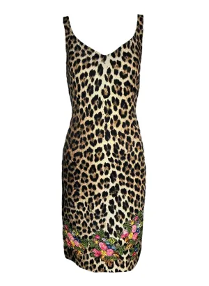 Moschino Cheap & Chic Leopard Print Dress with Embroidered Florals