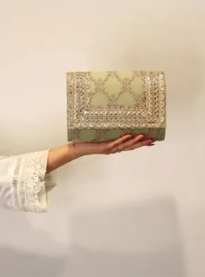 Mulmul Tara Sage Green Potli Bag