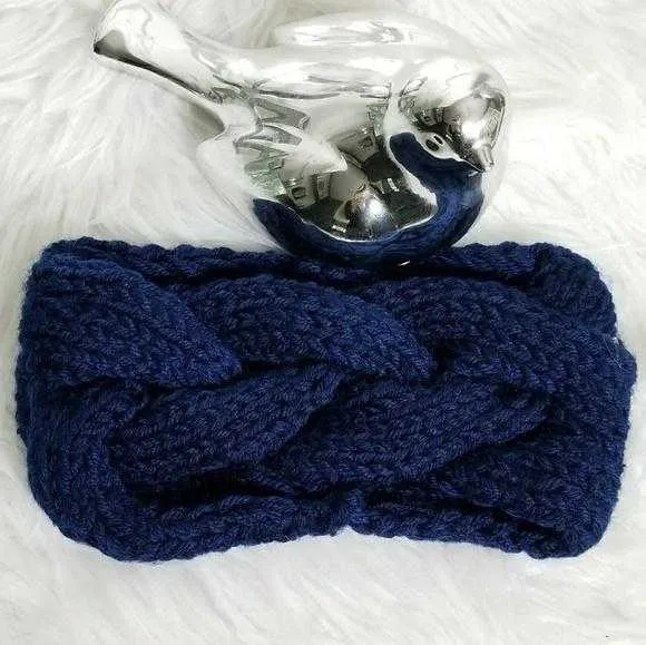 Navy Blue Knitted Headband