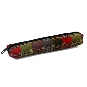 Nishijin-ori Pencil Case - Multi-colored Stripes with Lion-mask Pattern - ,  Made in Kyoto, Japan,  Japanese traditional craft pen case