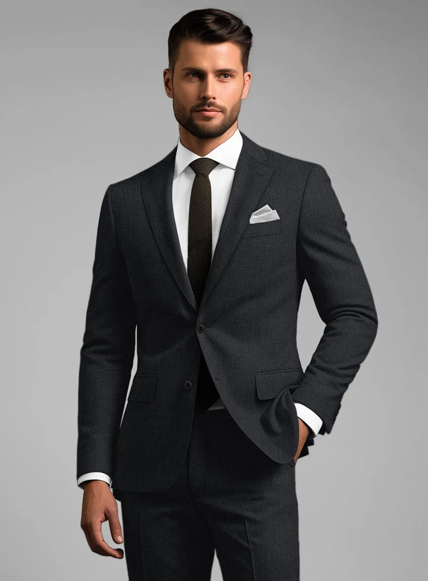 Noble Black Wool Silk Linen Suit