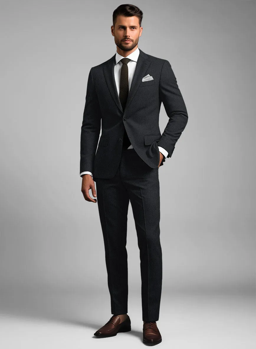 Noble Black Wool Silk Linen Suit