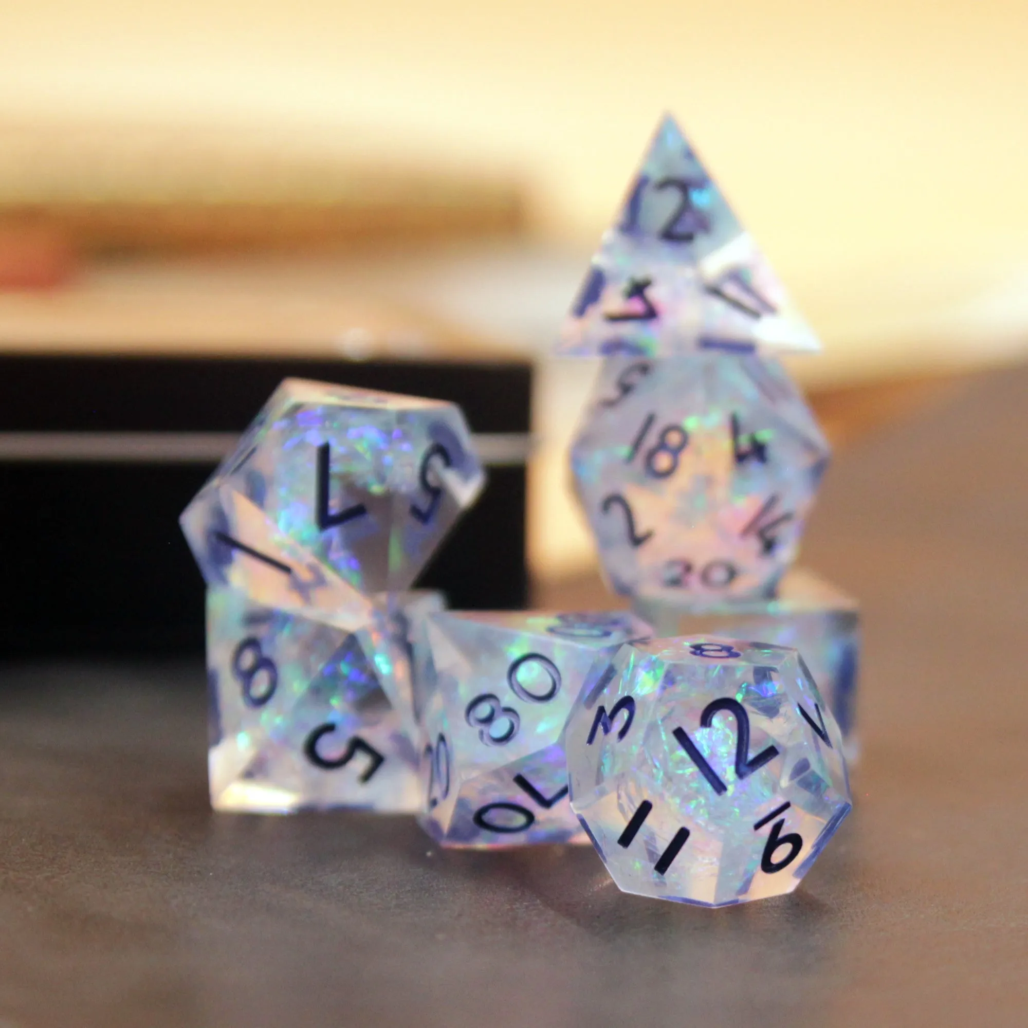 Noble Crystal Sharp Edge Resin 7pc Dice Set