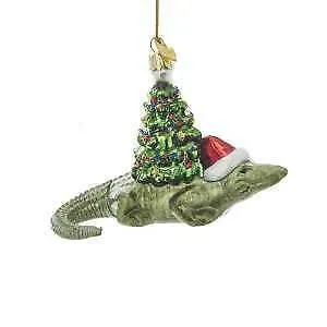 Noble Gems™ Glass Alligator With Christmas Tree