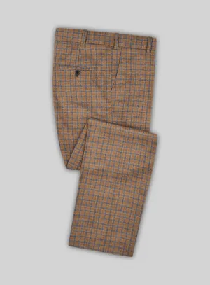 Noble Mustard Check Wool Silk Linen Pants