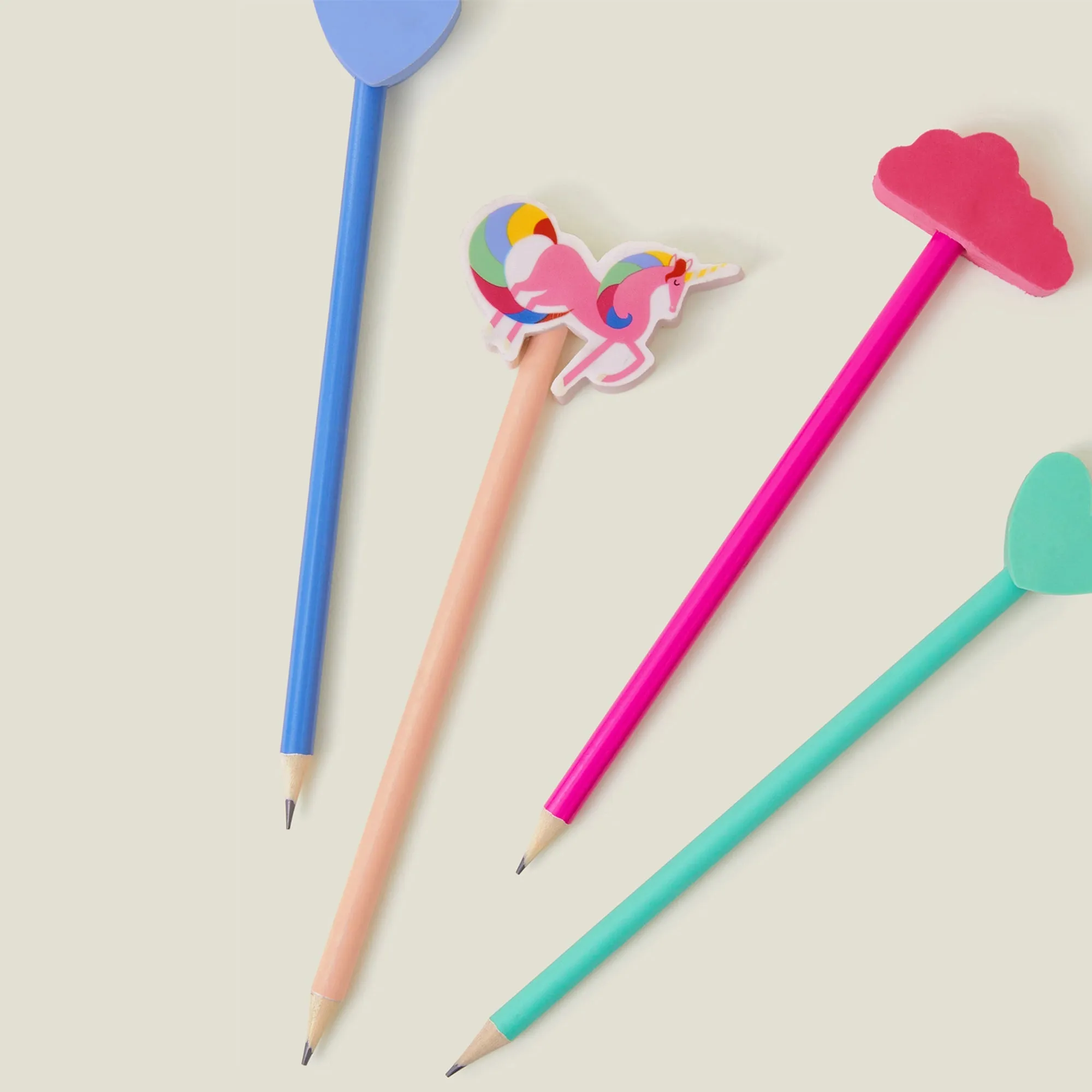 Pencils and Erasers  Set of 4