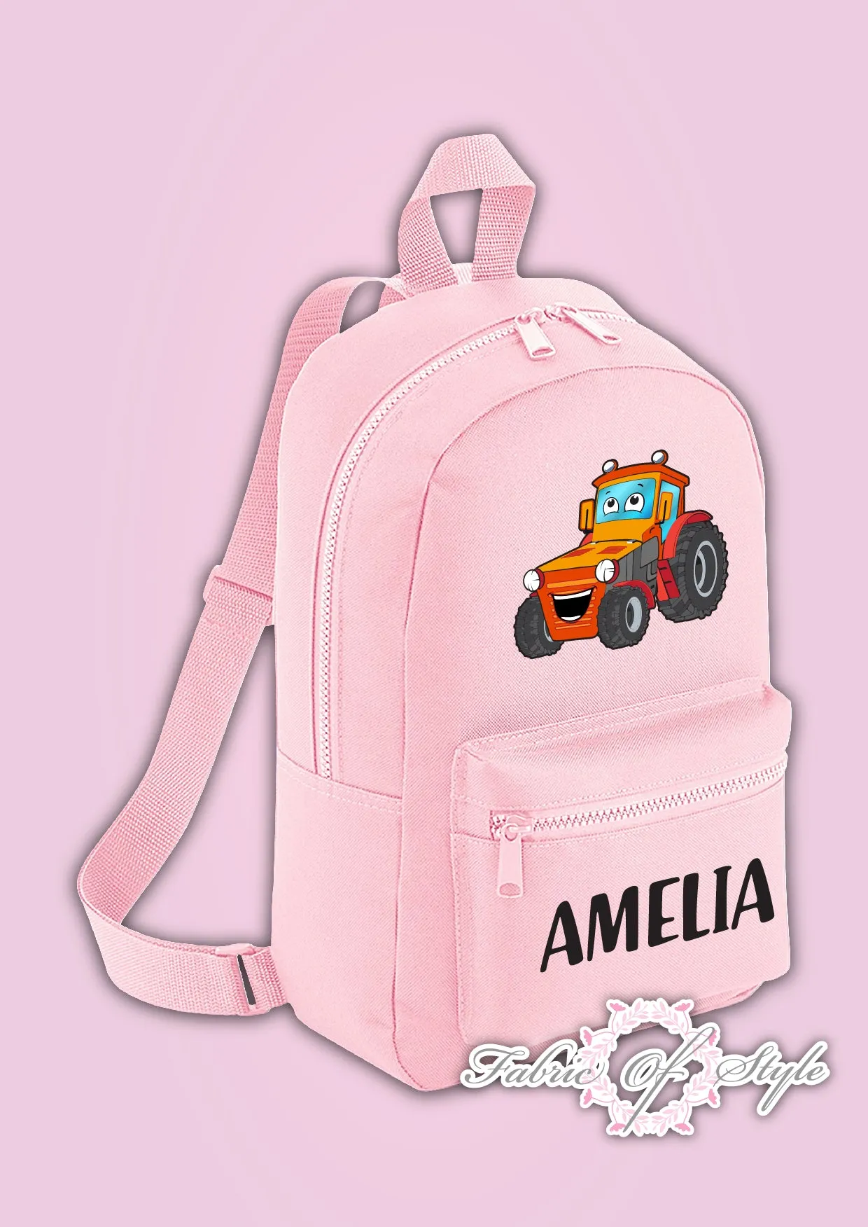 Personalised Kids Backpack - Any Name Tractor Boys Girls NURSERY Back To School Bag