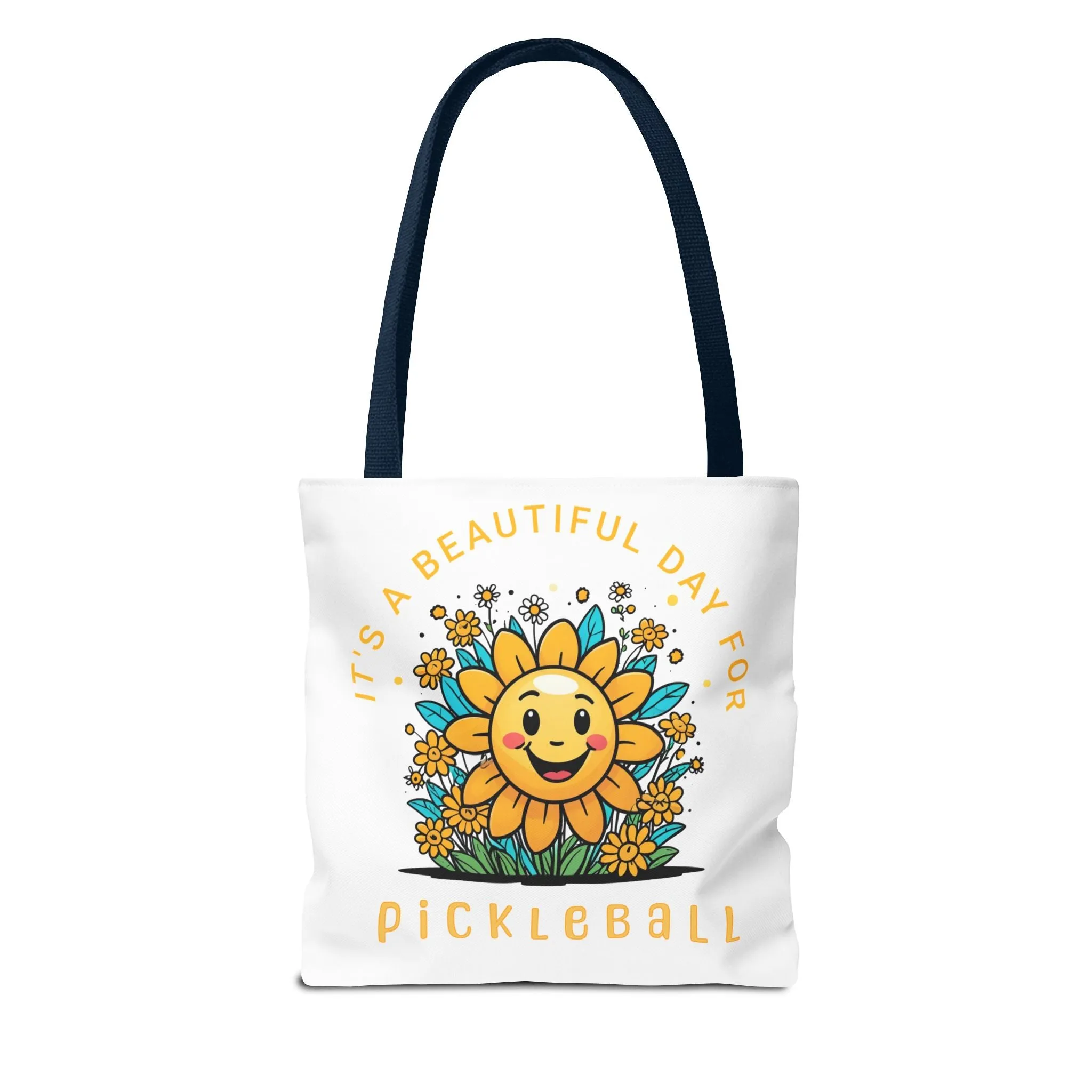 Pickleball Tote Bag, Sun and Flowers Design, Pickleball Player Gift, It's a Beautiful Day, Pickleball Lover, Reusable Shopping Bag, Cute