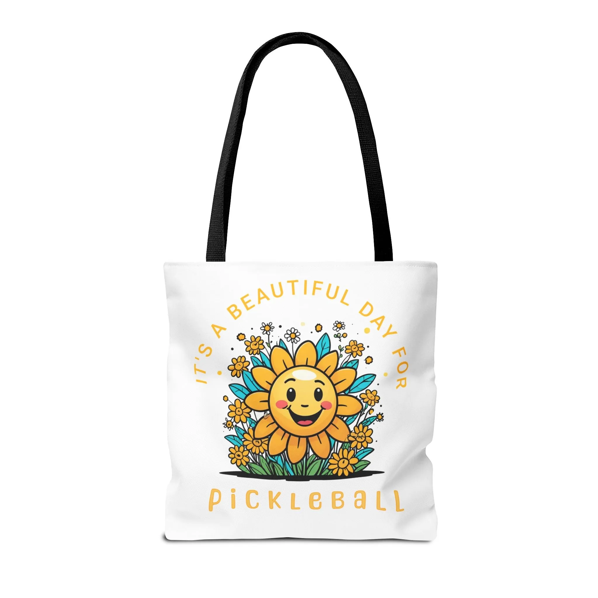 Pickleball Tote Bag, Sun and Flowers Design, Pickleball Player Gift, It's a Beautiful Day, Pickleball Lover, Reusable Shopping Bag, Cute