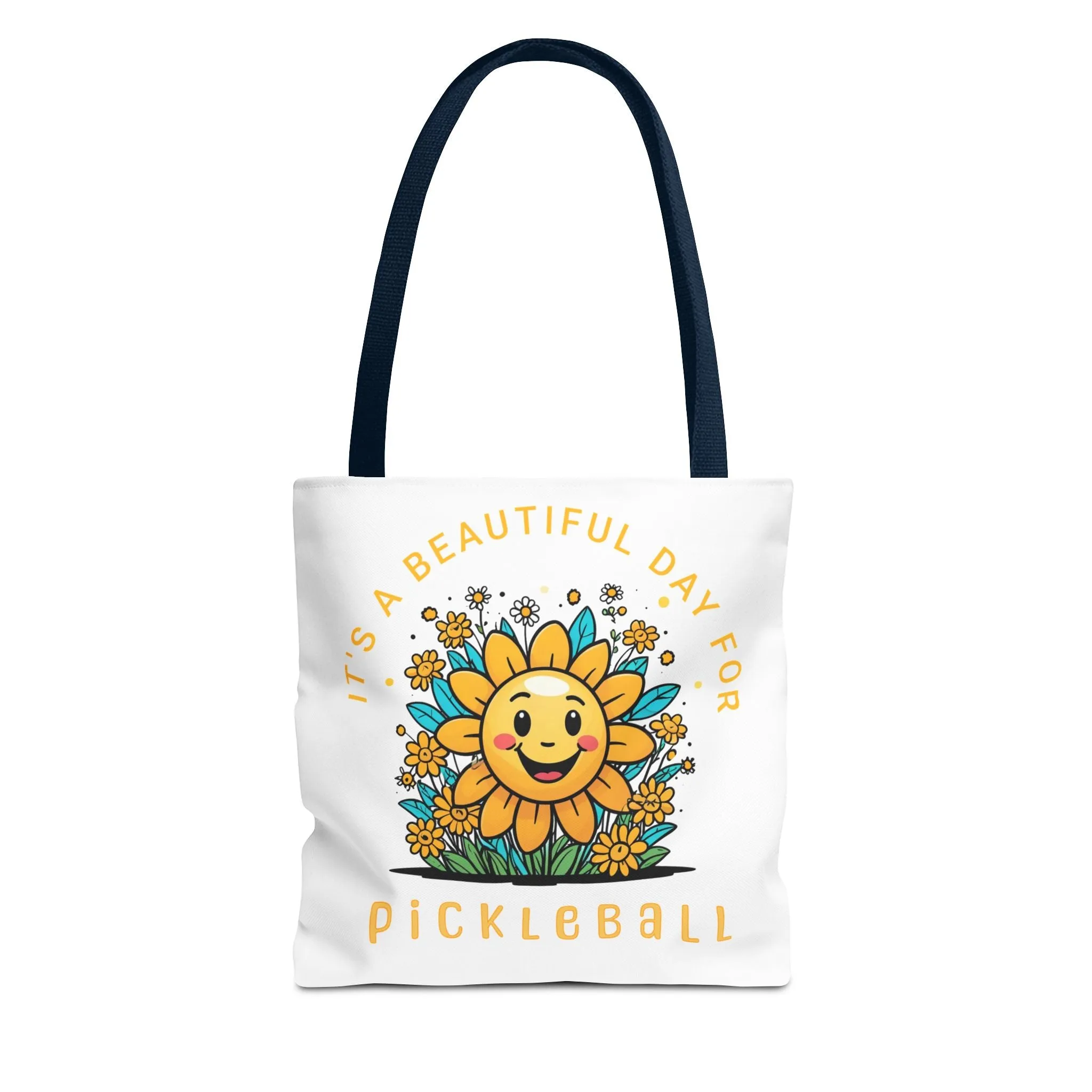 Pickleball Tote Bag, Sun and Flowers Design, Pickleball Player Gift, It's a Beautiful Day, Pickleball Lover, Reusable Shopping Bag, Cute