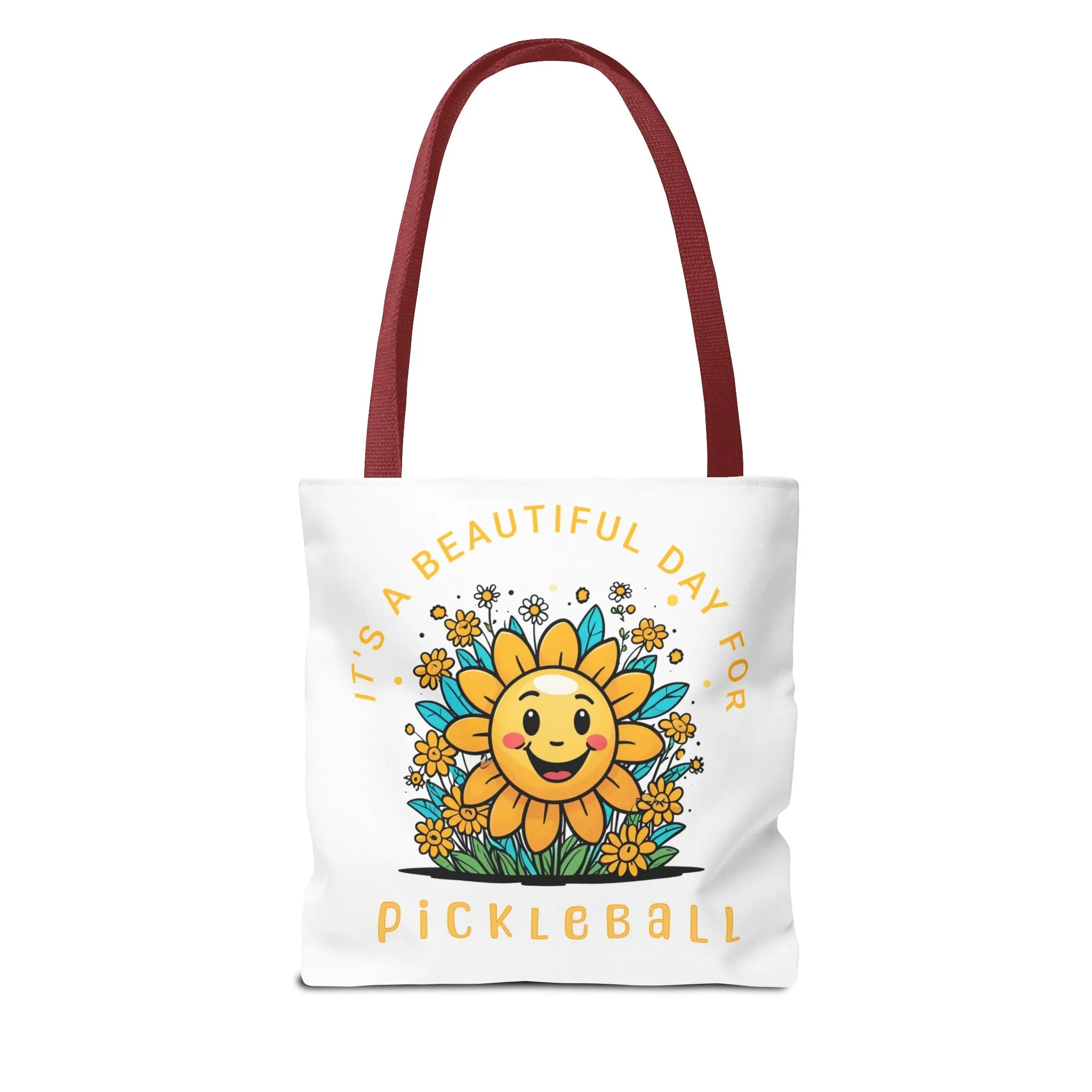 Pickleball Tote Bag, Sun and Flowers Design, Pickleball Player Gift, It's a Beautiful Day, Pickleball Lover, Reusable Shopping Bag, Cute