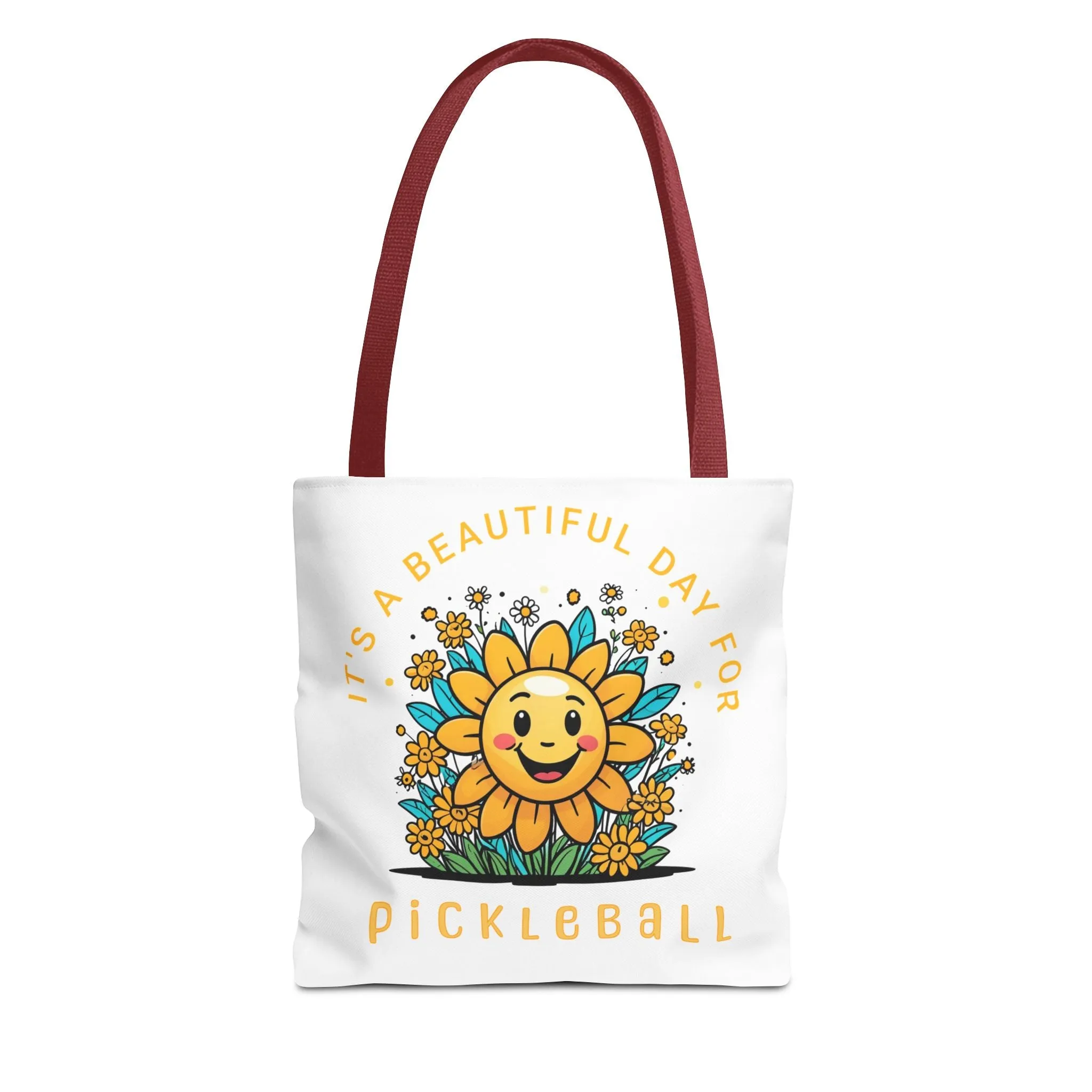 Pickleball Tote Bag, Sun and Flowers Design, Pickleball Player Gift, It's a Beautiful Day, Pickleball Lover, Reusable Shopping Bag, Cute