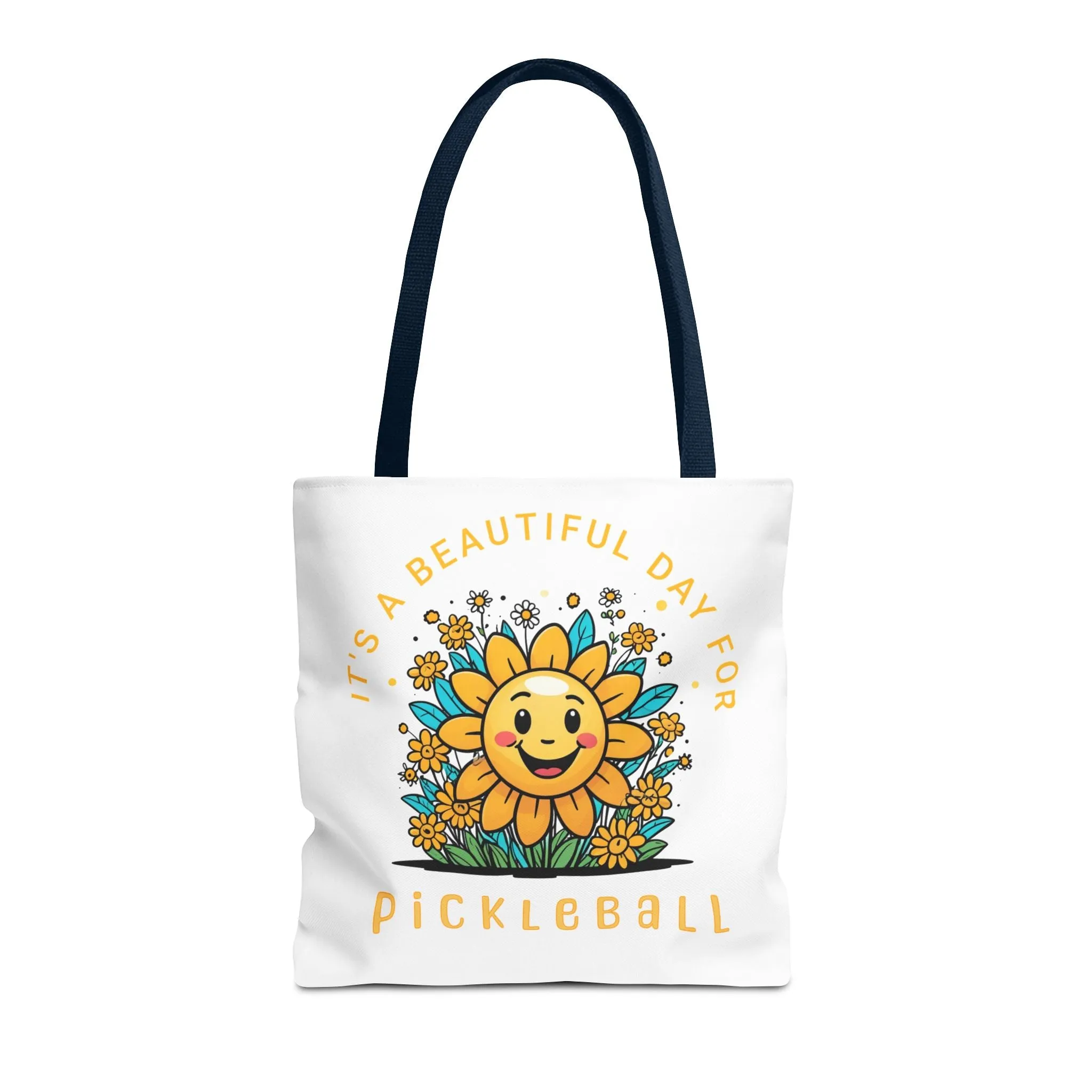 Pickleball Tote Bag, Sun and Flowers Design, Pickleball Player Gift, It's a Beautiful Day, Pickleball Lover, Reusable Shopping Bag, Cute