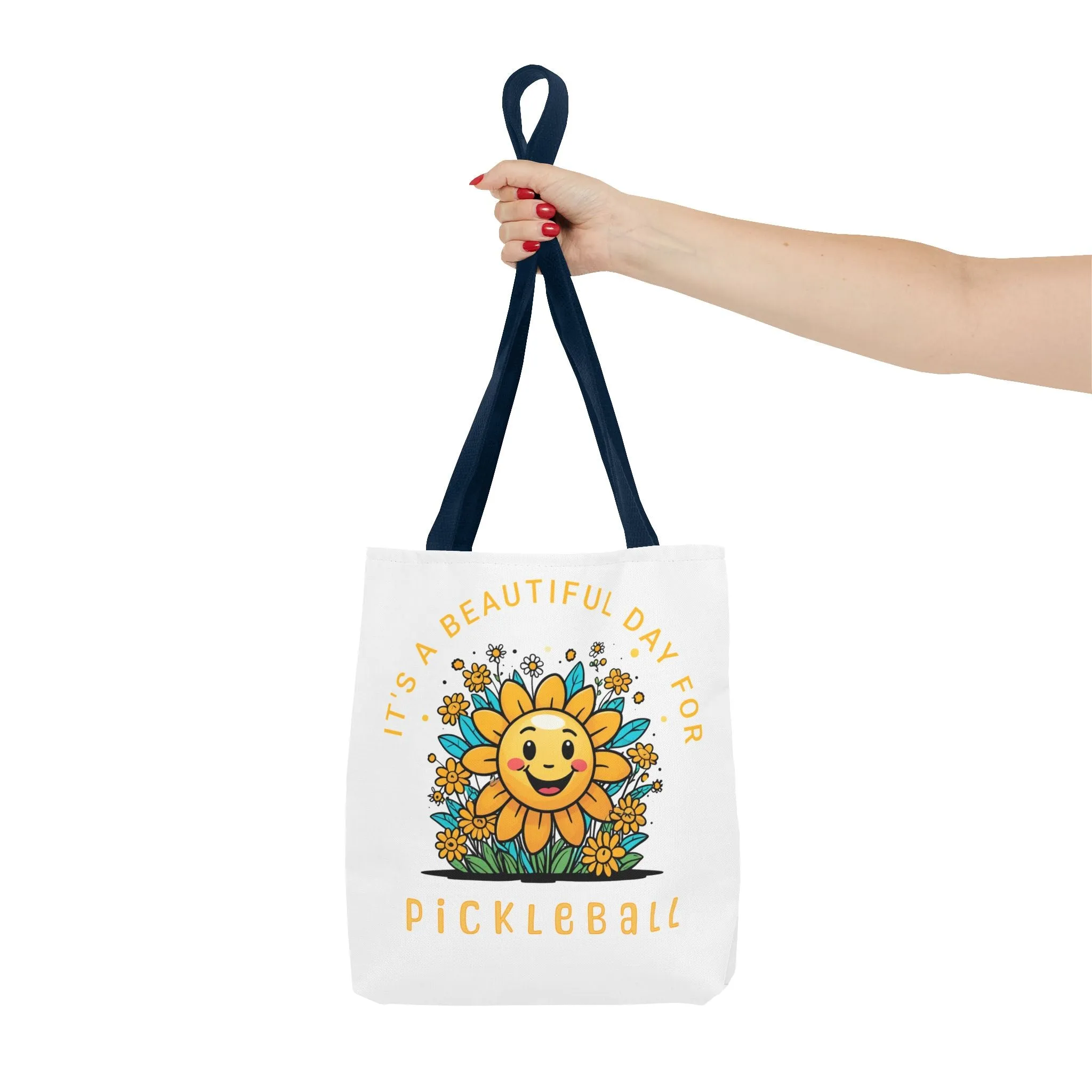 Pickleball Tote Bag, Sun and Flowers Design, Pickleball Player Gift, It's a Beautiful Day, Pickleball Lover, Reusable Shopping Bag, Cute