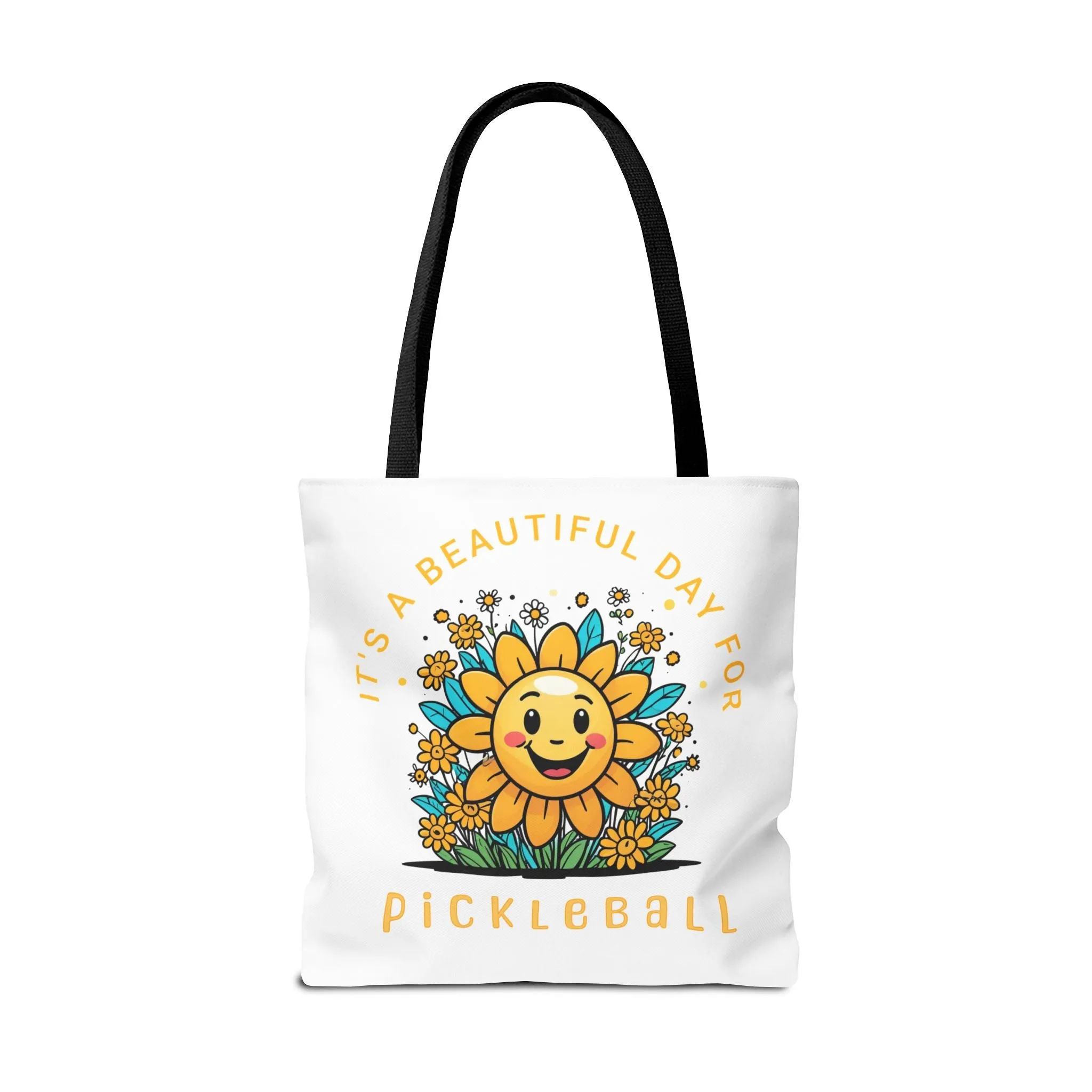 Pickleball Tote Bag, Sun and Flowers Design, Pickleball Player Gift, It's a Beautiful Day, Pickleball Lover, Reusable Shopping Bag, Cute